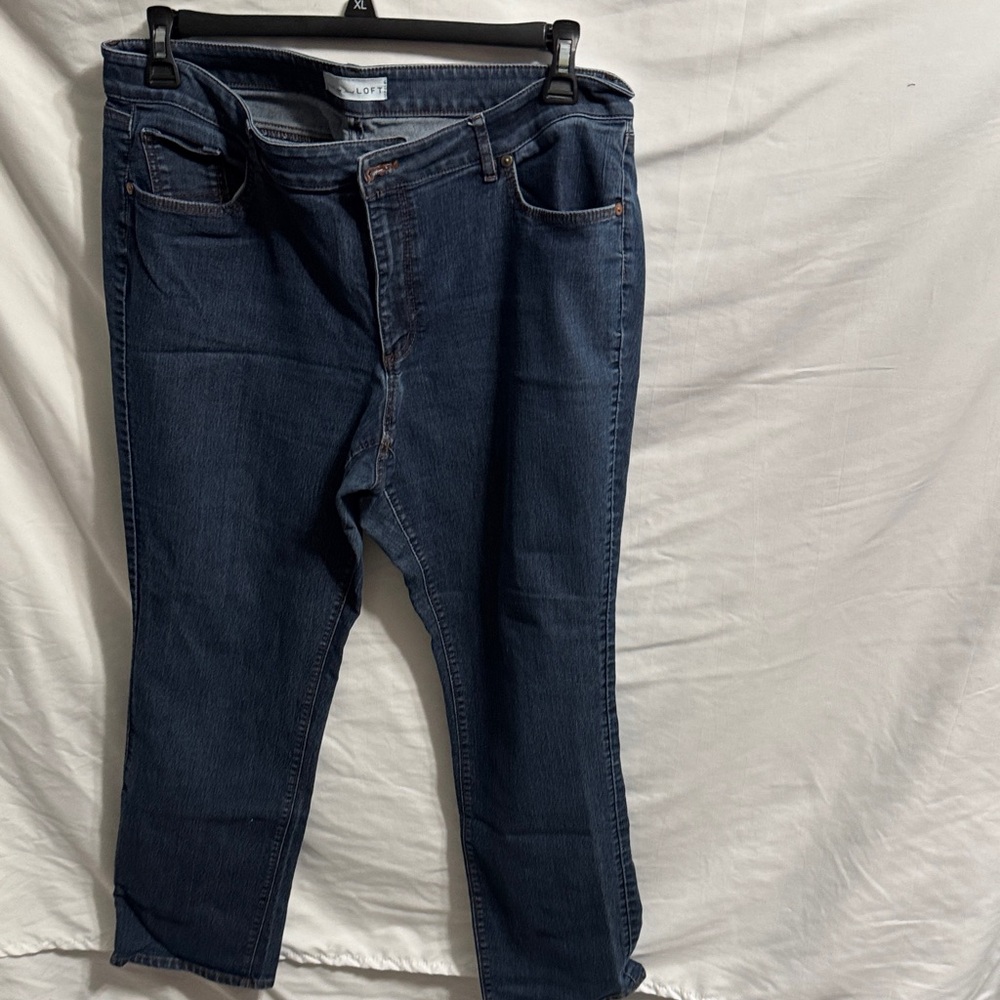 LOFT Dark Blue Curvy Straight Jeans for Women